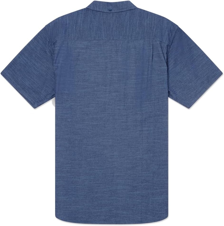 Hurley Men’s One and Only Textured Short Sleeve Button Up(Obsidian Blue – Stretch)