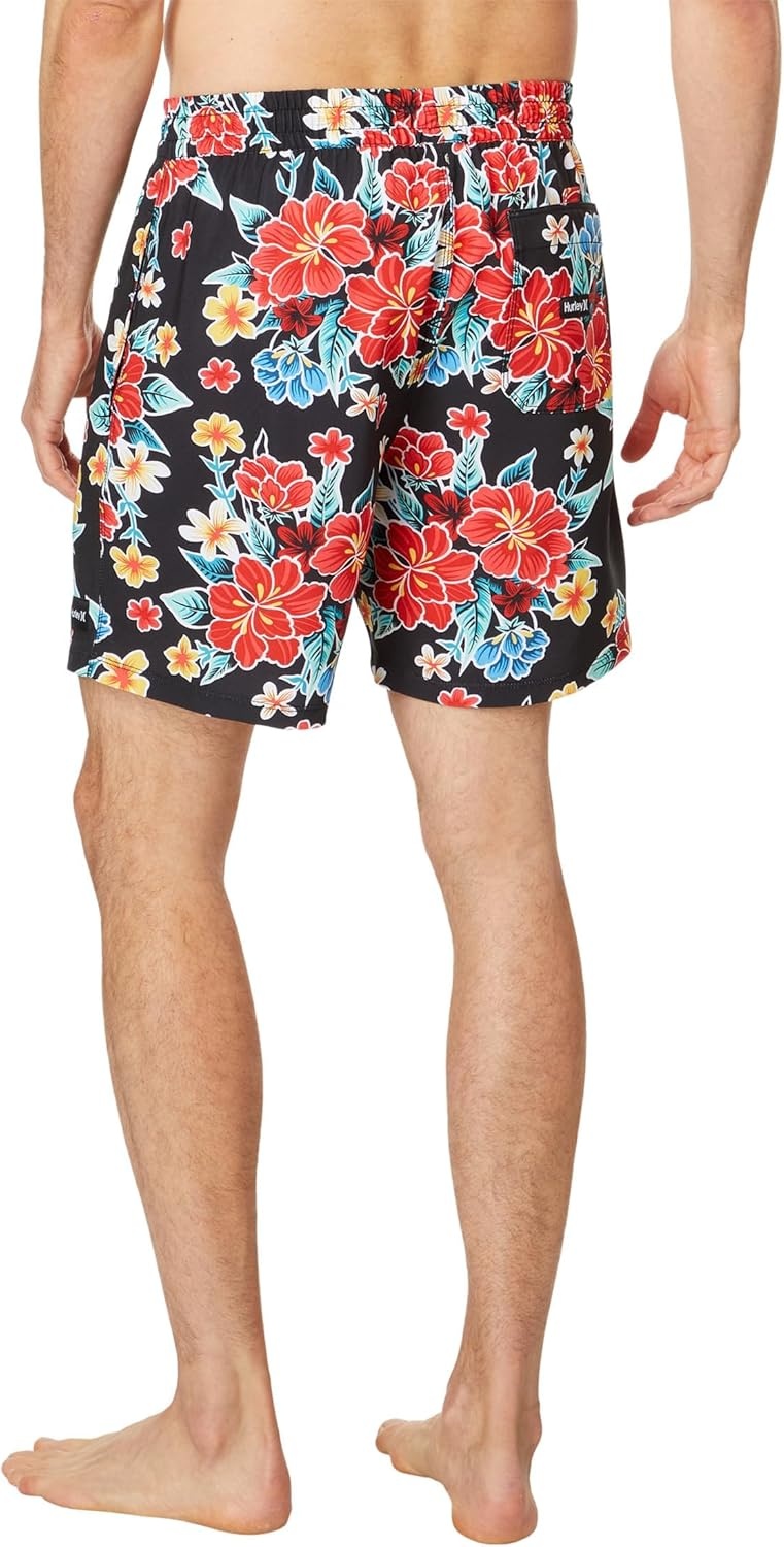 Hurley Men’s Printed 18″ Board Shorts(Black 2)