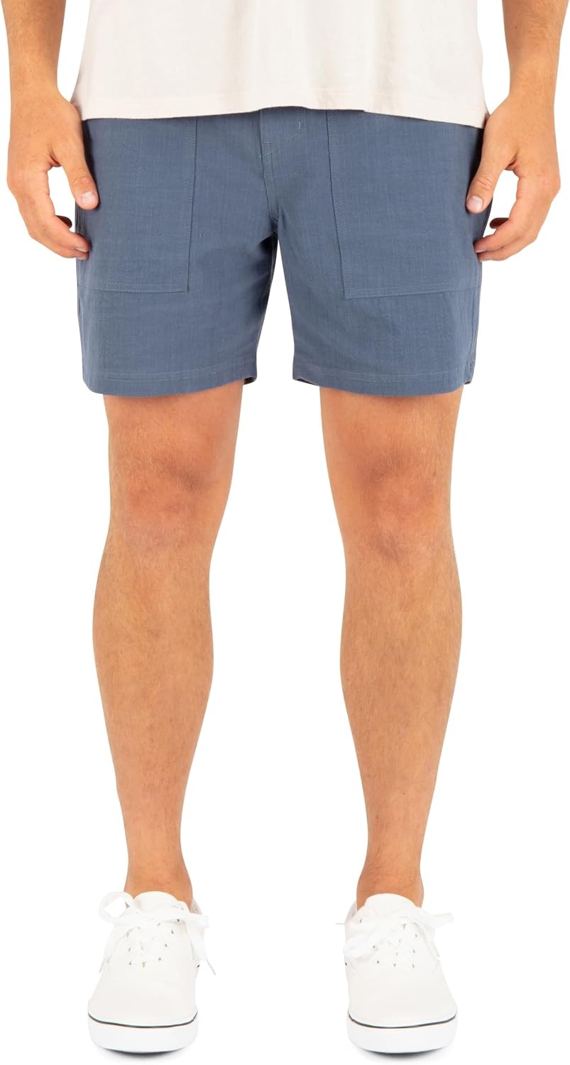 Hurley Men’s Naturals 6″ Inseam Cotton Walk Shorts, 17″ Outseam, Elastic Waistband & Drawstring(Monsoon)