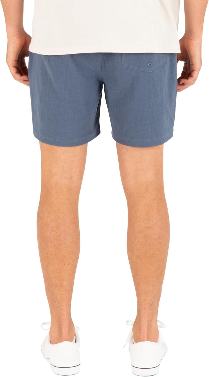 Hurley Men’s Naturals 6″ Inseam Cotton Walk Shorts, 17″ Outseam, Elastic Waistband & Drawstring(Monsoon)