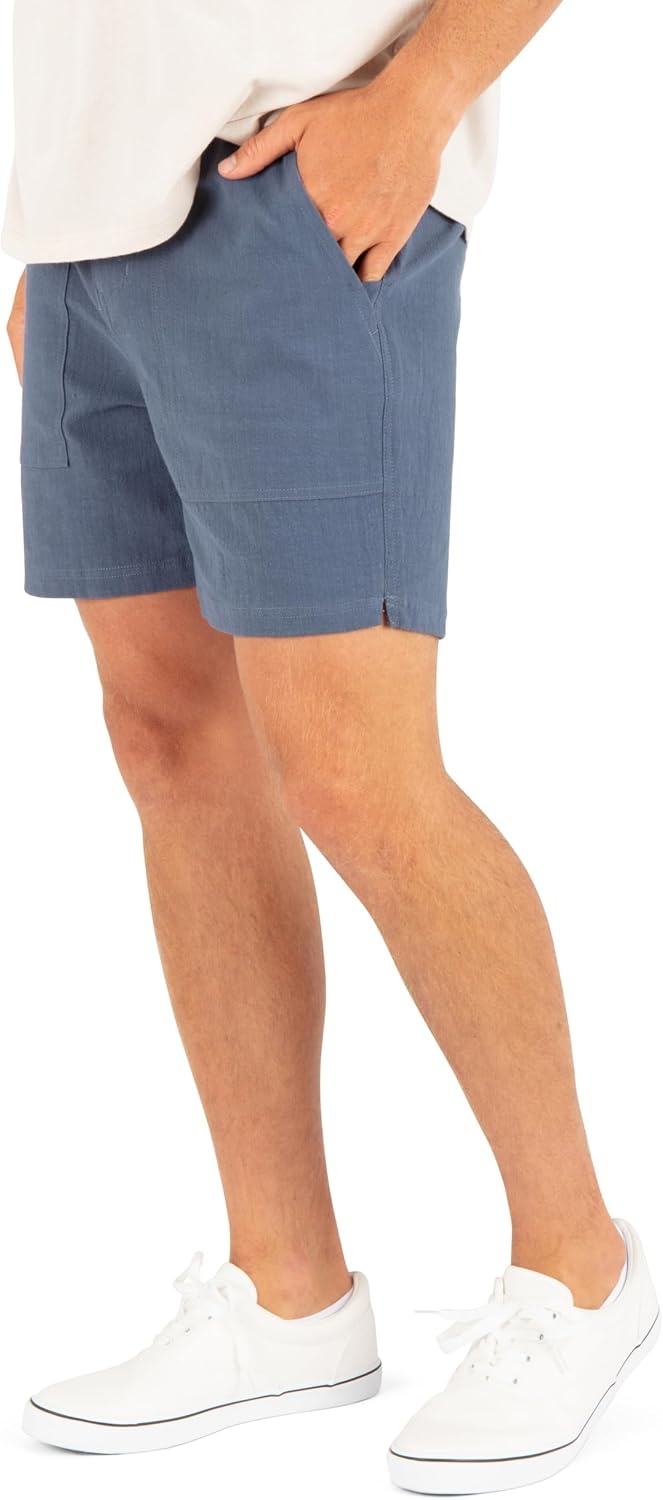 Hurley Men’s Naturals 6″ Inseam Cotton Walk Shorts, 17″ Outseam, Elastic Waistband & Drawstring(Monsoon)