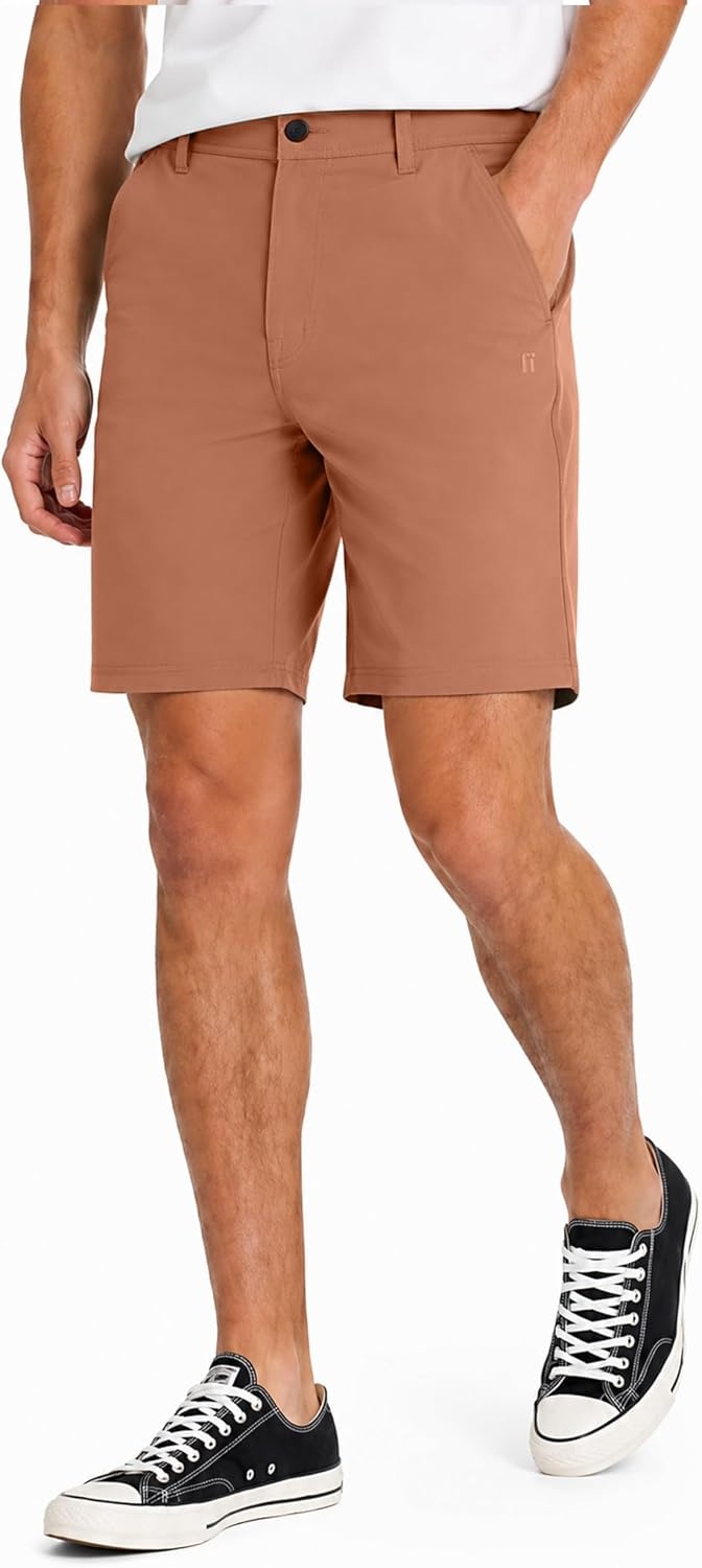 Hurley Men’s Phantom 4-Way Stretch Walk Shorts, 9″ Inseam 20″ Outseam, Quick Dry, Button Closure(Orange)