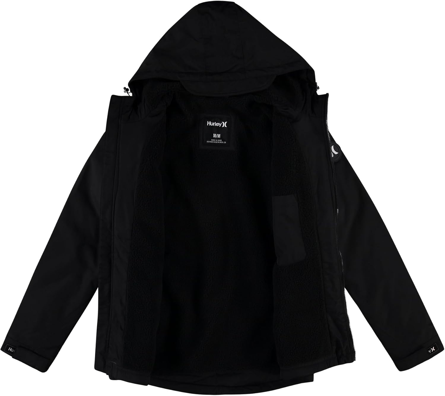 Hurley Mens Winter Jacket – Warm Zip Up Hooded Parka Sherpa Lined Jackets For Men with Multiple Pockets (Sizes S-XL)(Black)