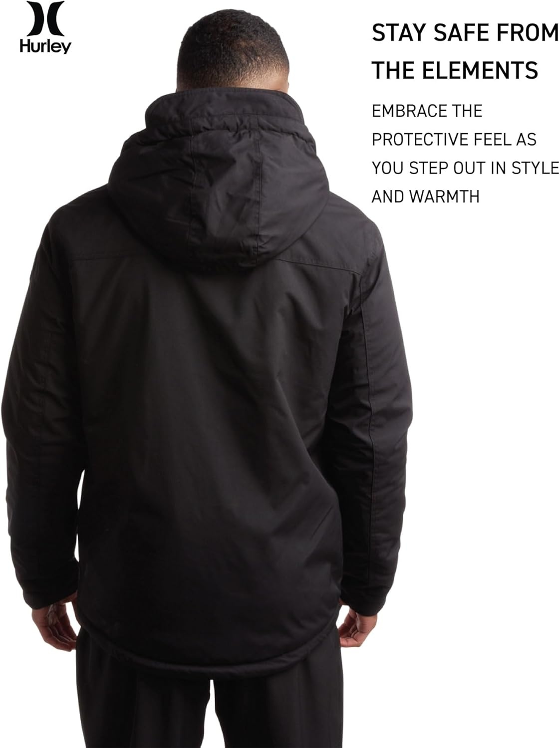 Hurley Mens Winter Jacket – Warm Zip Up Hooded Parka Sherpa Lined Jackets For Men with Multiple Pockets (Sizes S-XL)(Black)