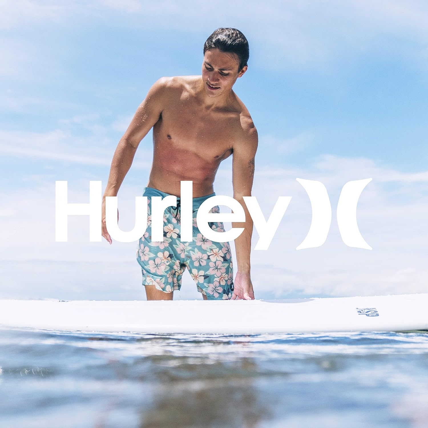 Hurley Mens Phantom Patriot Cheers 20″ Board Shorts(Teal Tinted)