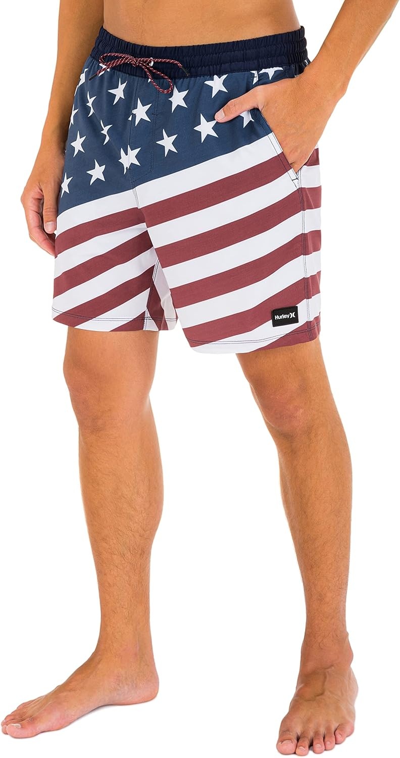 Hurley Men’s Printed 18″ Board Shorts(Red)