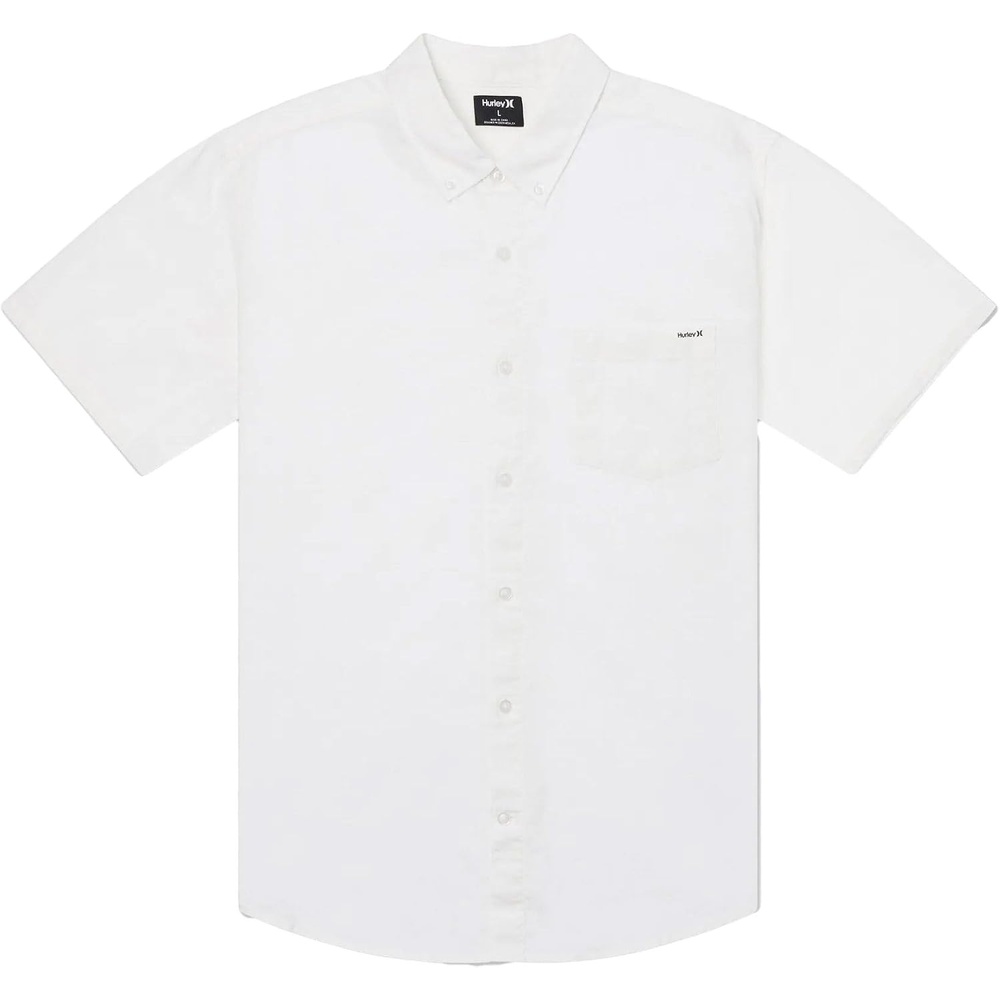 Hurley Mens Short Sleeve Icon Logo Button Down Shirt, Regular Fit, Chest Pocket