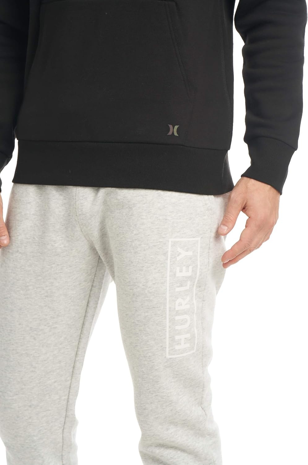 Hurley Men’s Boxed Logo Fleece Pullover Hoodie(Black)