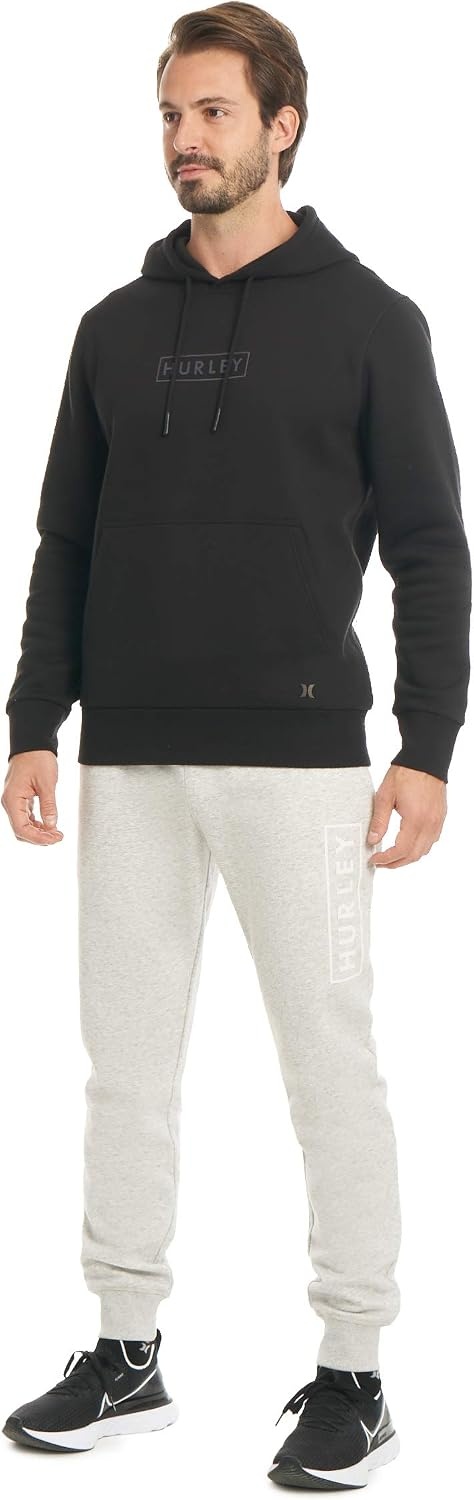 Hurley Men’s Boxed Logo Fleece Pullover Hoodie(Black)