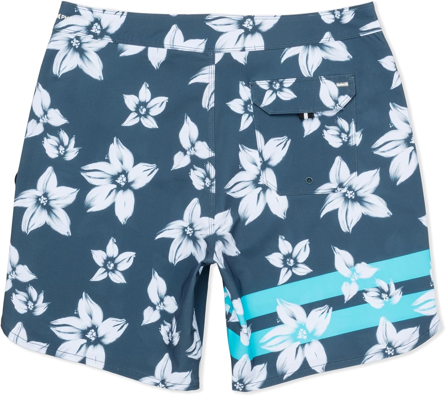 Hurley Men’s Phantom 4-Way Stretch 7″ Inseam Boardshort, 18″ Outseam, Quick Dry Swim Trunks(Destroyer/Floral Print)