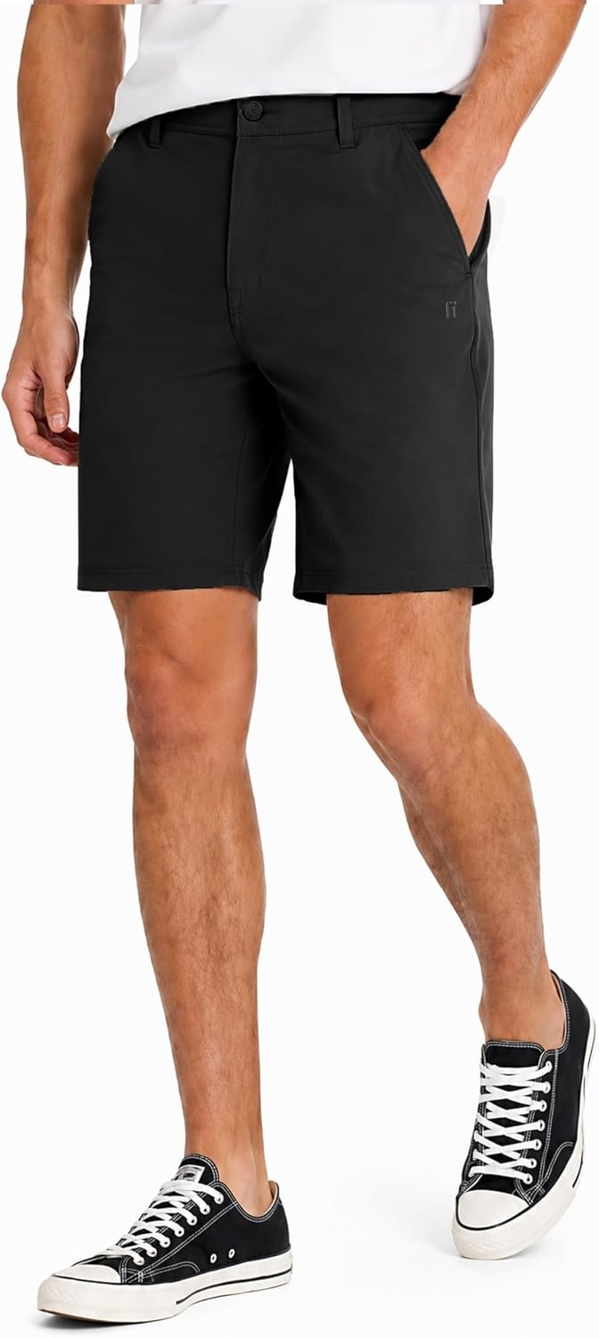 Hurley Men’s Phantom 4-Way Stretch Walk Shorts, 9″ Inseam 20″ Outseam, Quick Dry, Button Closure(Jet Black)