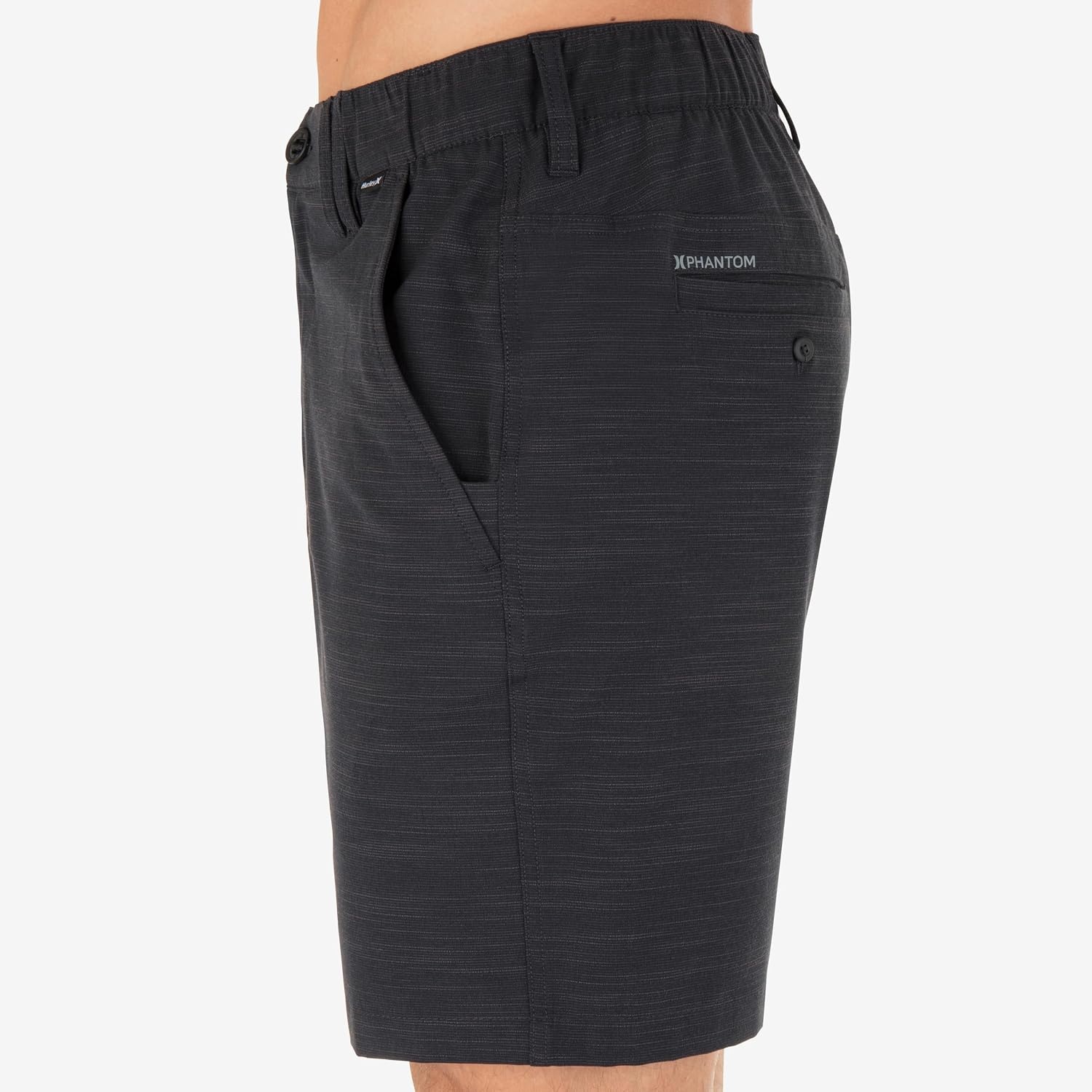 Hurley Men’s Phantom 4-Way Stretch Walk Shorts, 7″ Inseam 18″ Outseam. Quick Dry, Elastic Waistband(Black)