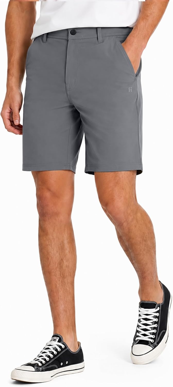 Hurley Men’s Phantom 4-Way Stretch Walk Shorts, 9″ Inseam 20″ Outseam, Quick Dry, Button Closure(Smokey Grey)