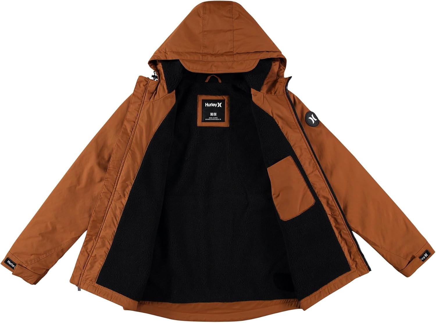 Hurley Mens Winter Jacket – Warm Zip Up Hooded Parka Sherpa Lined Jackets For Men with Multiple Pockets (Sizes S-XL)(Bronzed)