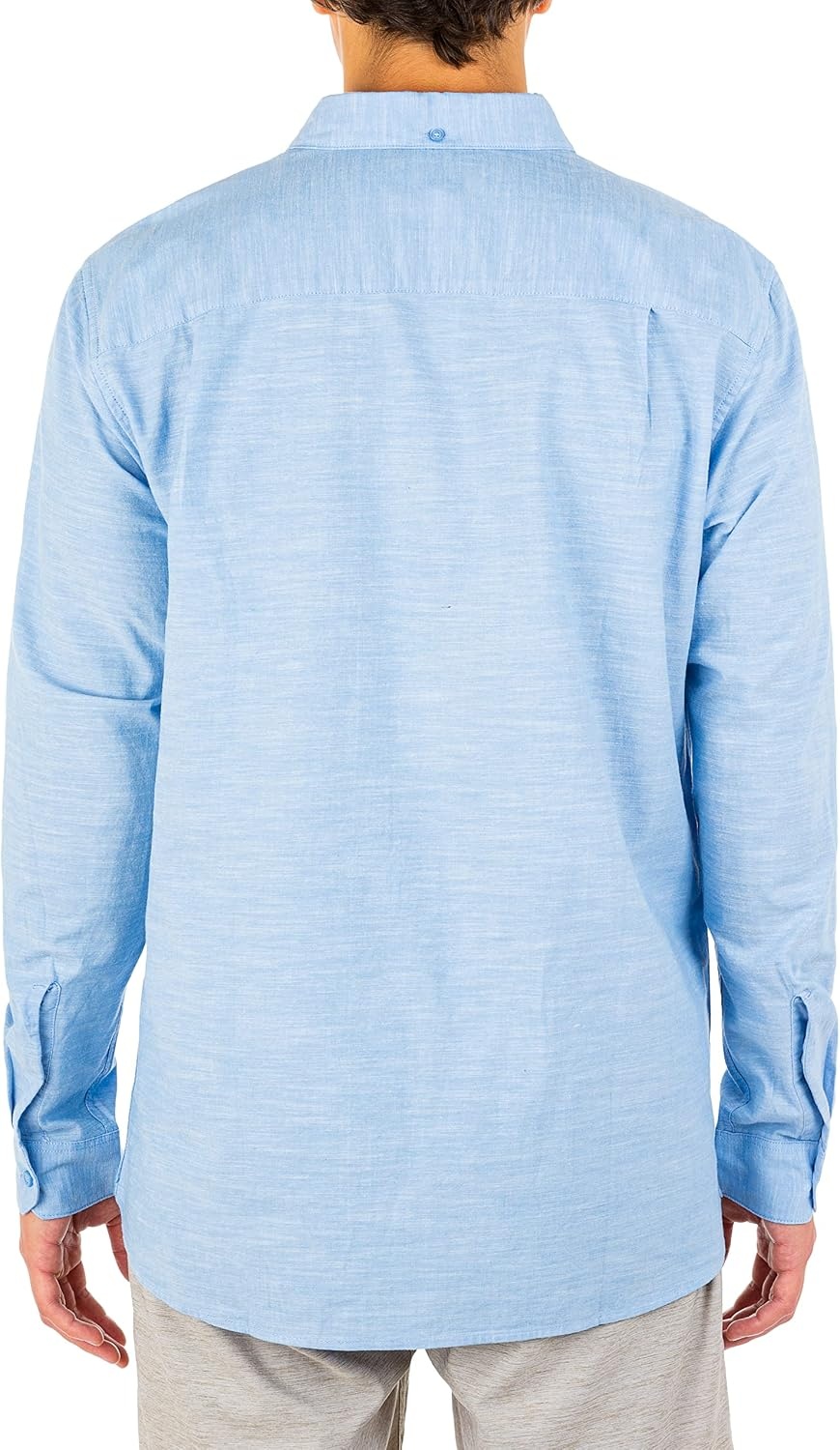 Hurley Men’s One and Only Textured Long Sleeve Button Up(Blue Ox)
