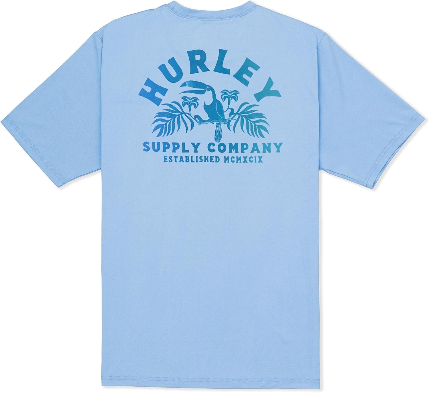 Hurley Men’s Short Sleeve Hybrid UPF 50+ Shirt, Quick Dry Rashguard Swim Top(Skyline Heather)