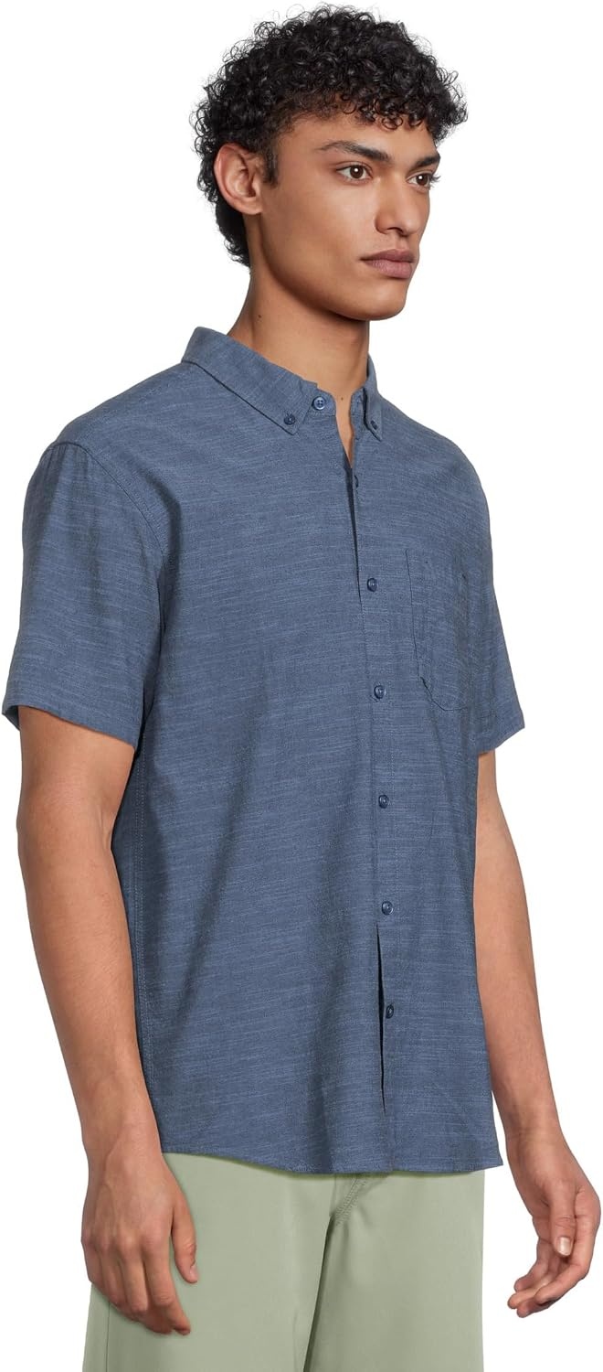 Hurley Men’s One and Only Textured Short Sleeve Button Up(Obsidian 2)