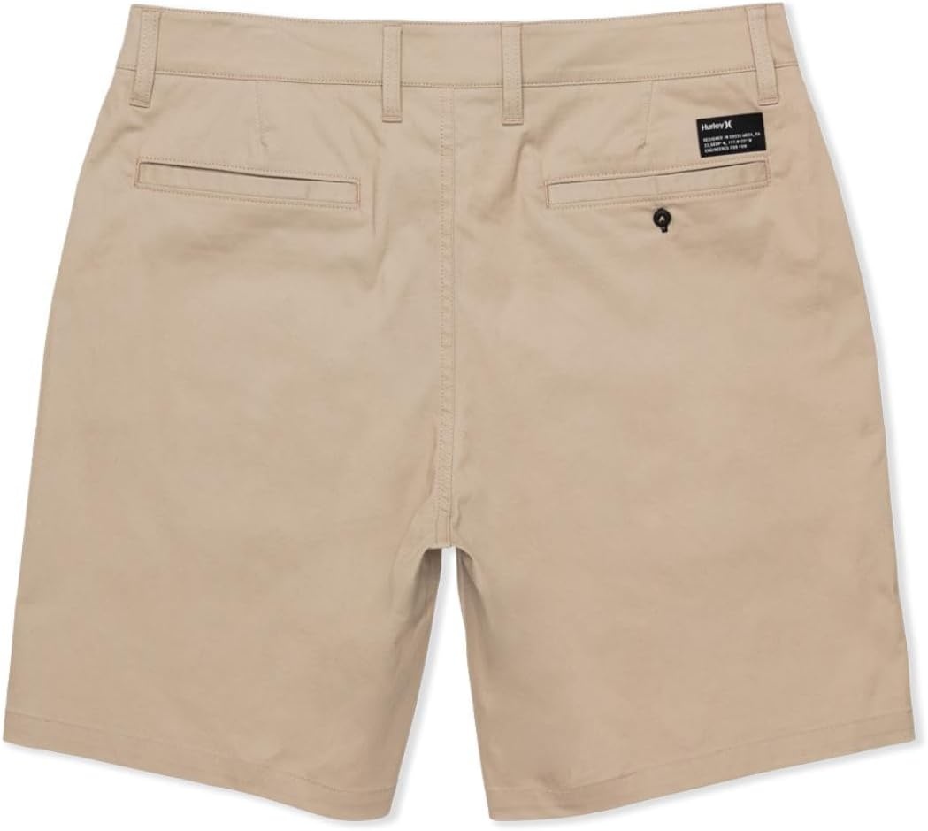 Hurley Men’s Icon Cotton Walk Short, 8″ Inseam 19″ Outseam, Button Closure(Khaki)