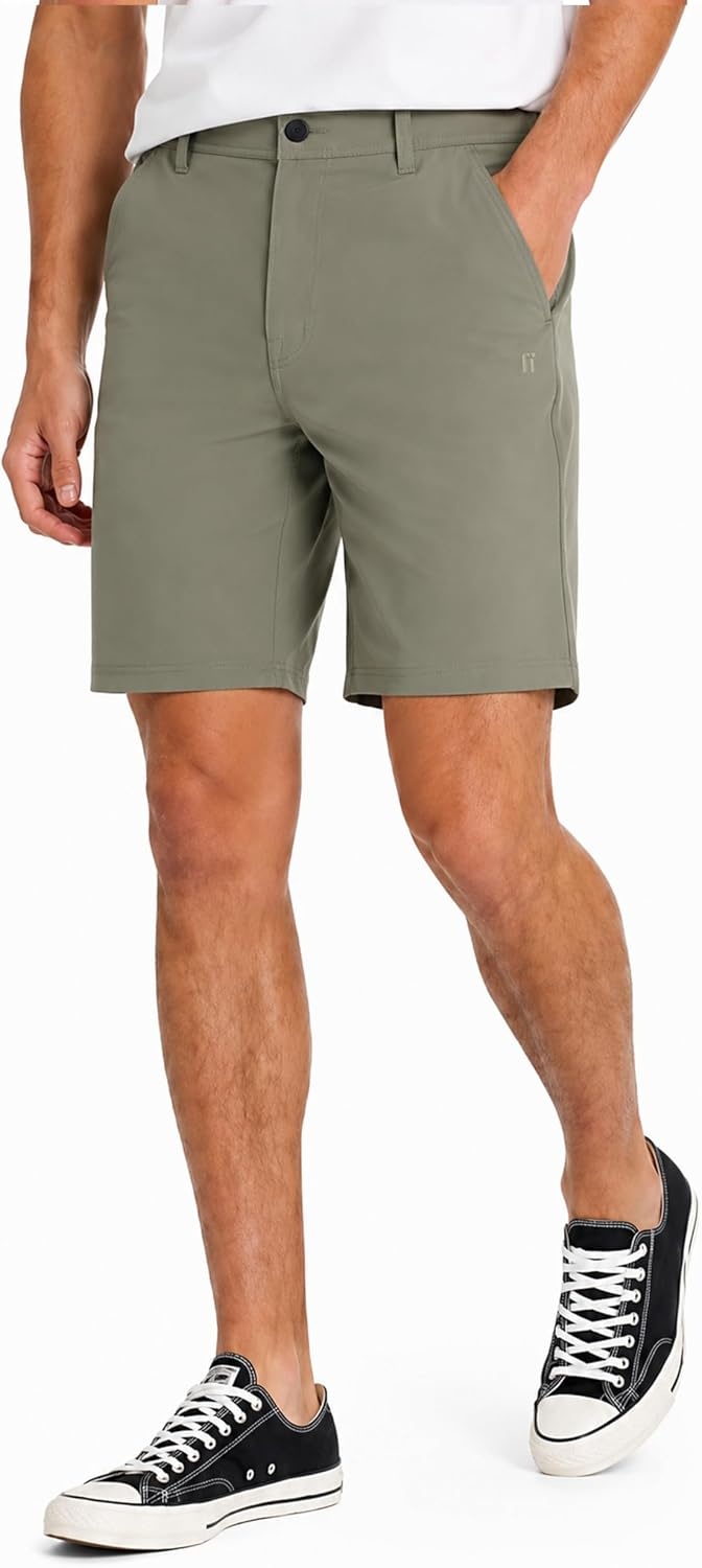 Hurley Men’s Phantom 4-Way Stretch Walk Shorts, 9″ Inseam 20″ Outseam, Quick Dry, Button Closure(Olive)