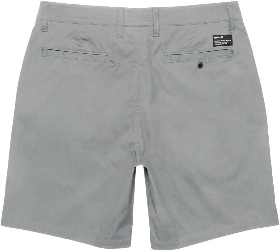 Hurley Men’s Icon Cotton Walk Short, 8″ Inseam 19″ Outseam, Button Closure(Wolf Grey)