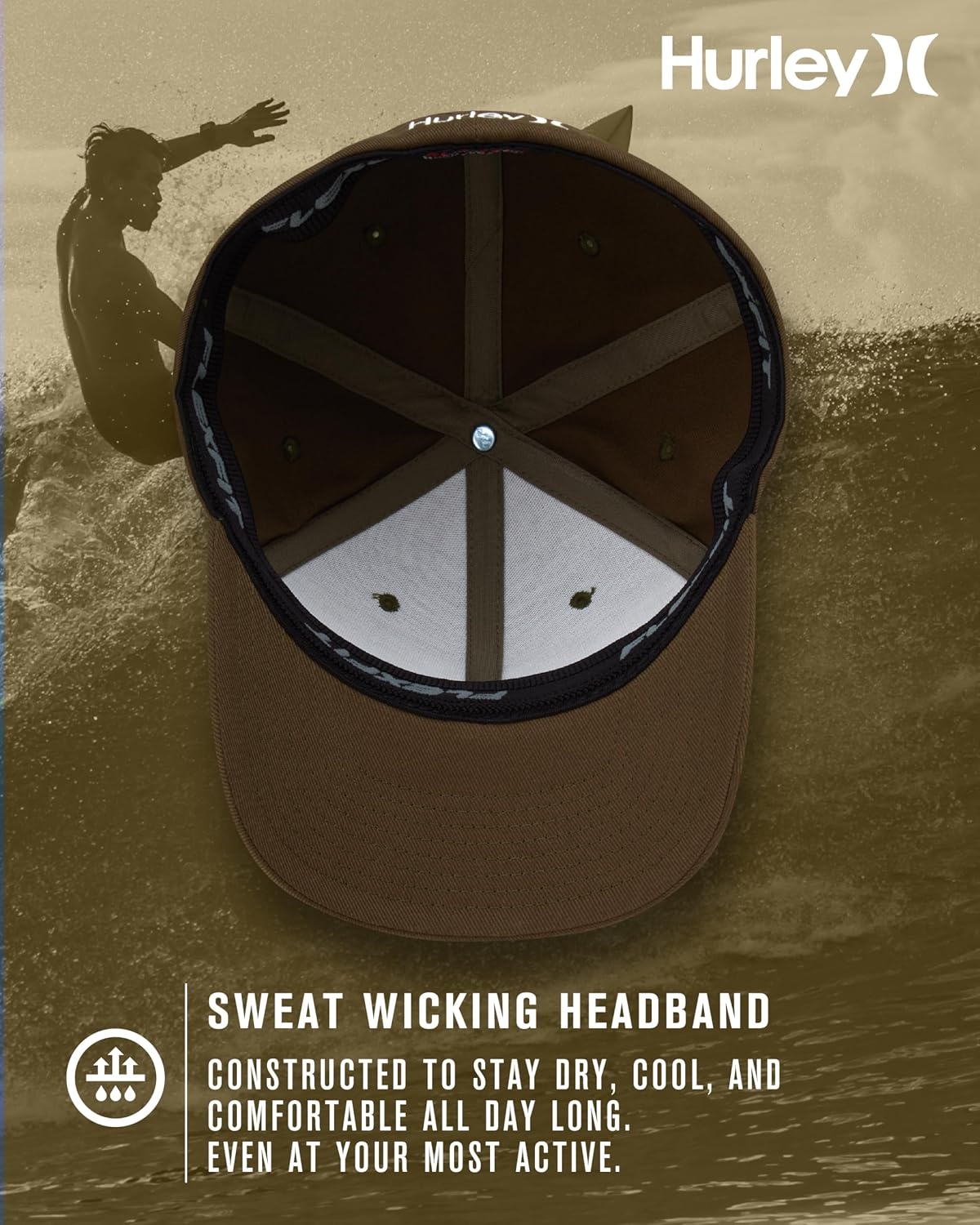 Hurley Men’s Hat – Curved Brim Stretch Fitted Cap(Olive)