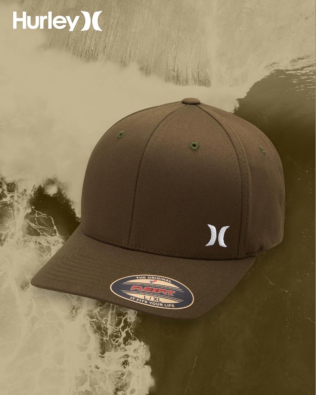 Hurley Men’s Hat – Curved Brim Stretch Fitted Cap(Olive)