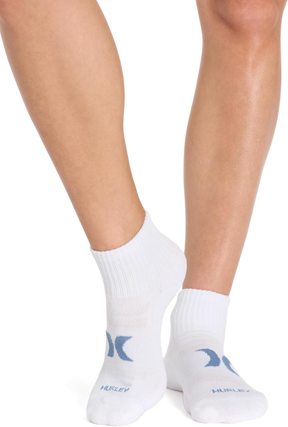 Hurley Women’s 8 Pack Sport Ultra Soft Quarter Crew Socks(White/Blue/Rose/Melon)