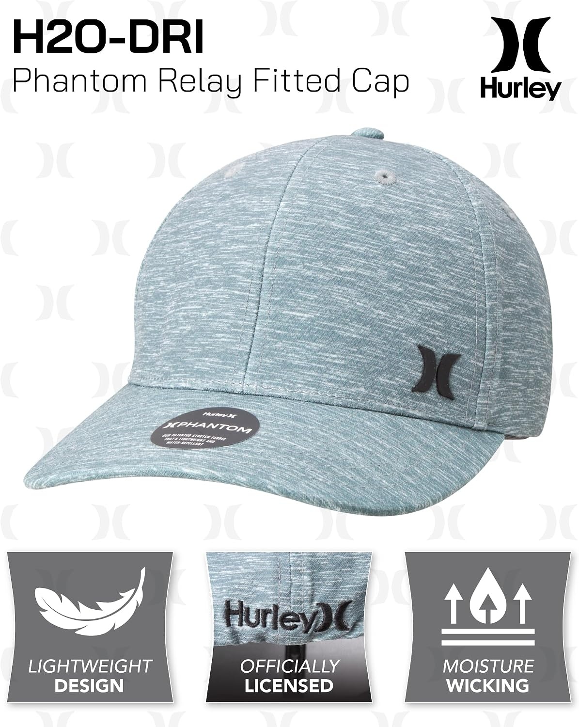 Hurley Men’s Hat – Curved Brim Stretch Fitted Cap(Grey)