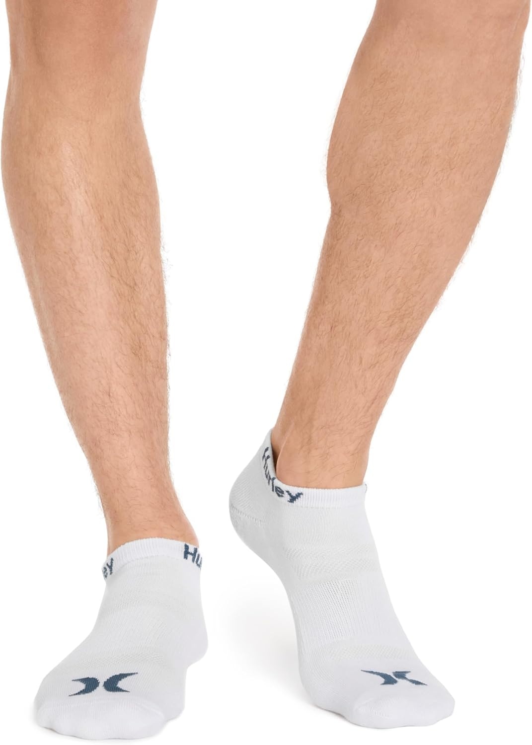 Hurley Mens 8 Pack Sport Cushioned Low Cut Socks(White/Submarine/Silver Lining)