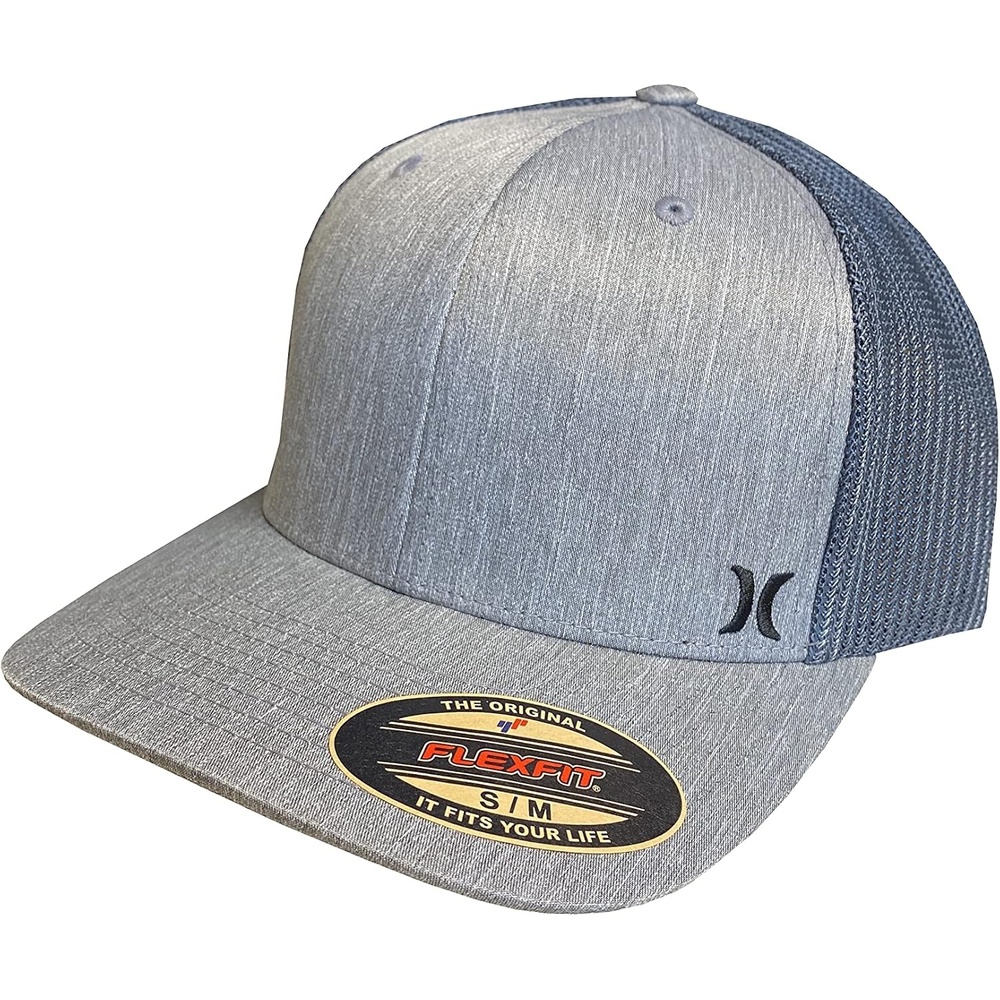 Hurley Mens Cap – One and Only Trucker Flexfit Hat Baseball Cap for Men(Dk Grey Htr)