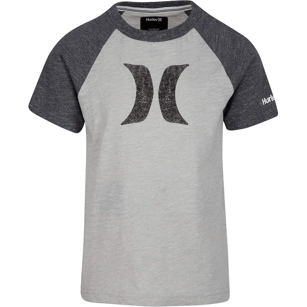Hurley Boys’ Icon Graphic T-Shirt(Grey Heather Raglan)