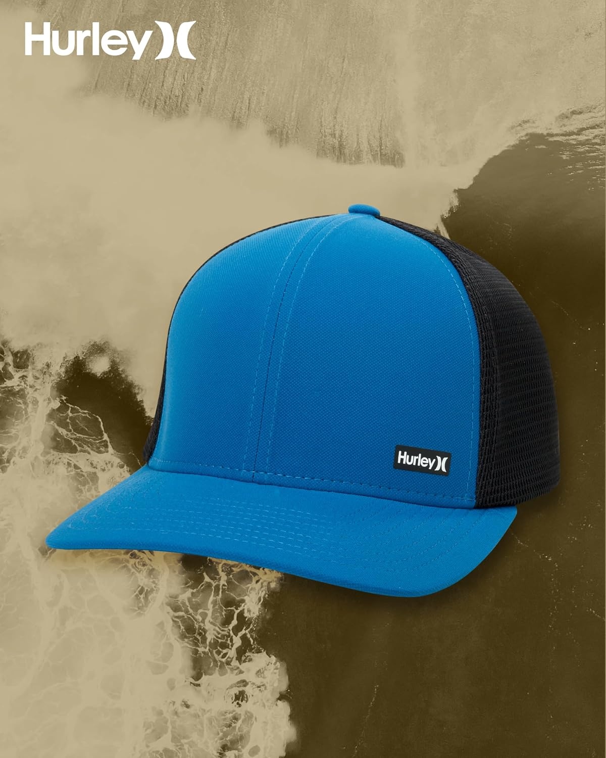 Hurley Men’s Caps – H2O-Dri League Baseball Caps for Men with Snapback Closure – Classic Mens Trucker Hats (S-XL)(Industrial Blue)