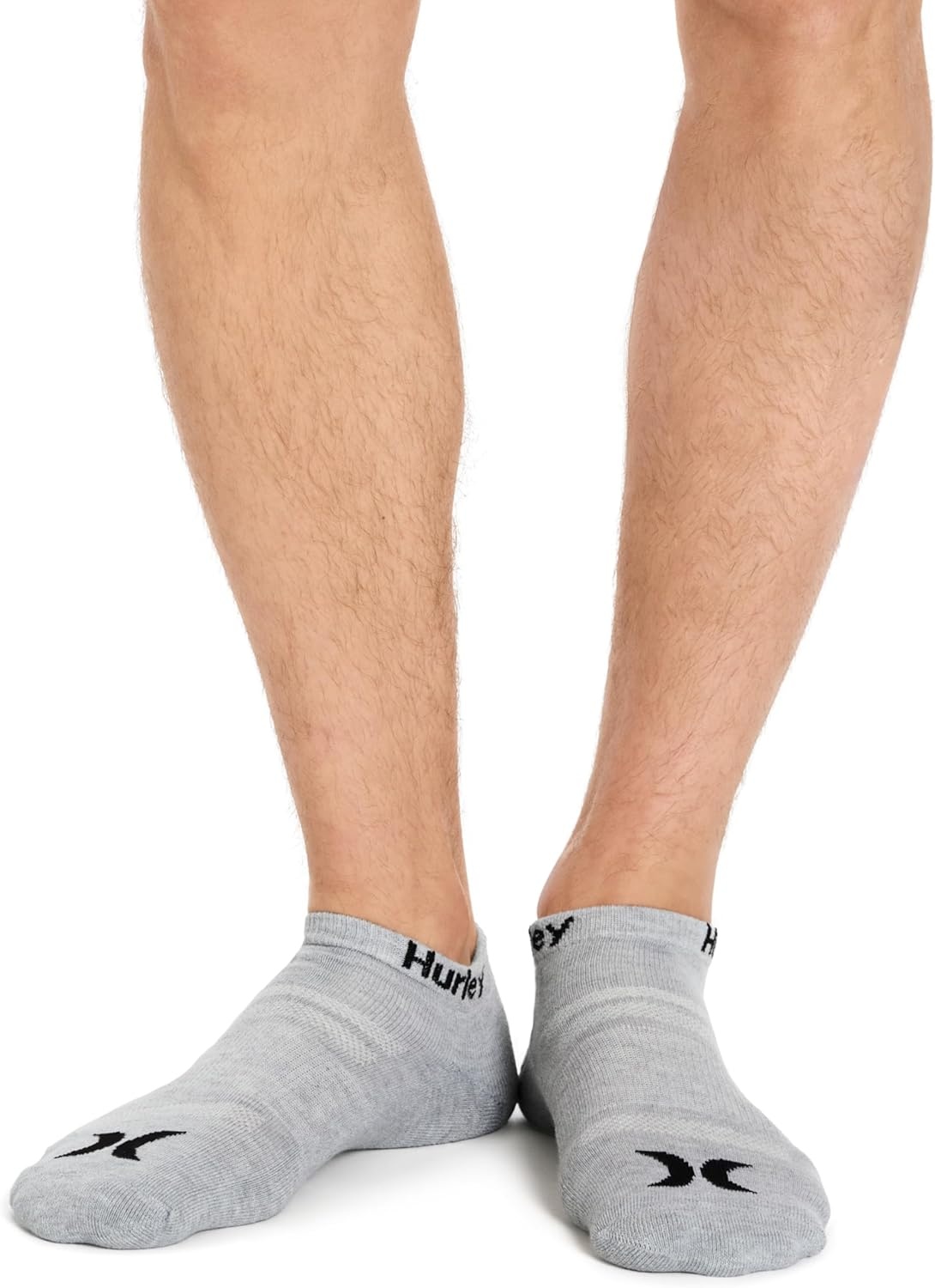 Hurley Mens 8 Pack Sport Cushioned Low Cut Socks(Light Grey Heather/Black)