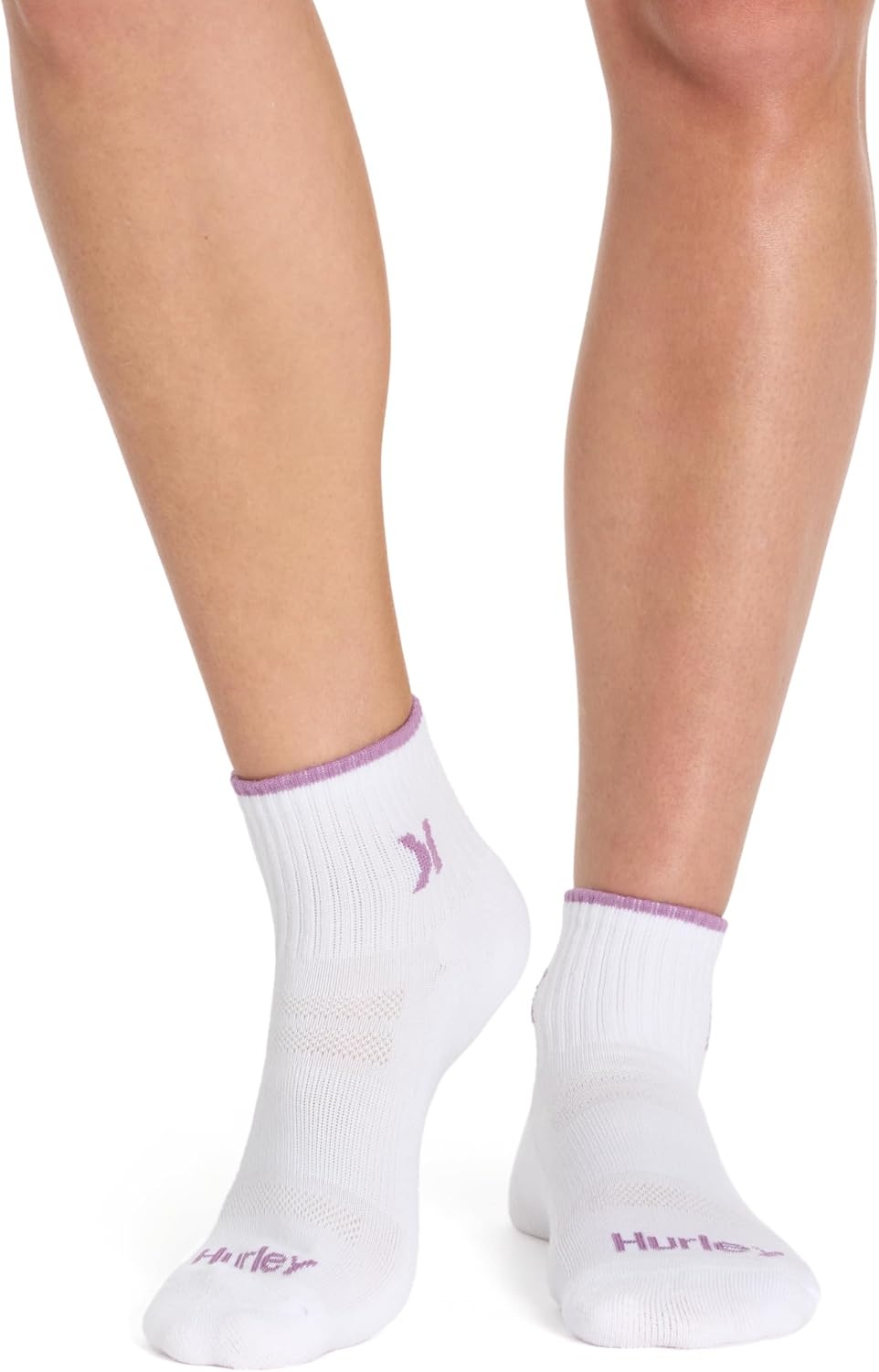 Hurley Women’s 8 Pack Sport Ultra Soft Quarter Crew Socks(White/Rose/Lavendar/Blue/Cool Grey)