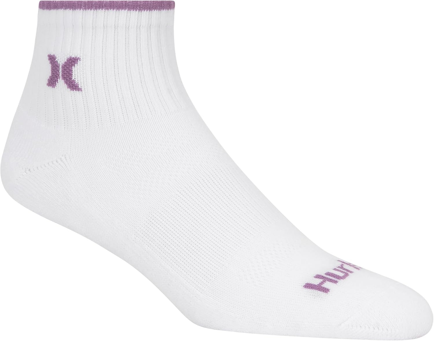 Hurley Women’s 8 Pack Sport Ultra Soft Quarter Crew Socks(White/Rose/Lavendar/Blue/Cool Grey)