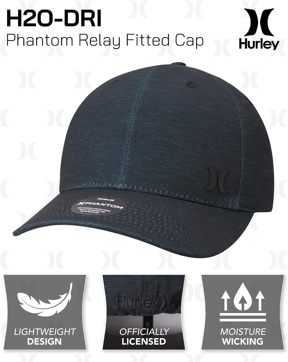 Hurley Men’s Hat – Curved Brim Stretch Fitted Cap(Black/Green)