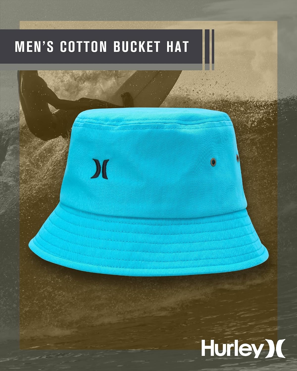Hurley Men’s Bucket Hat – Breathable Cotton Quick-Dry Summer Sun Hats for Men(Twilight Marsh)