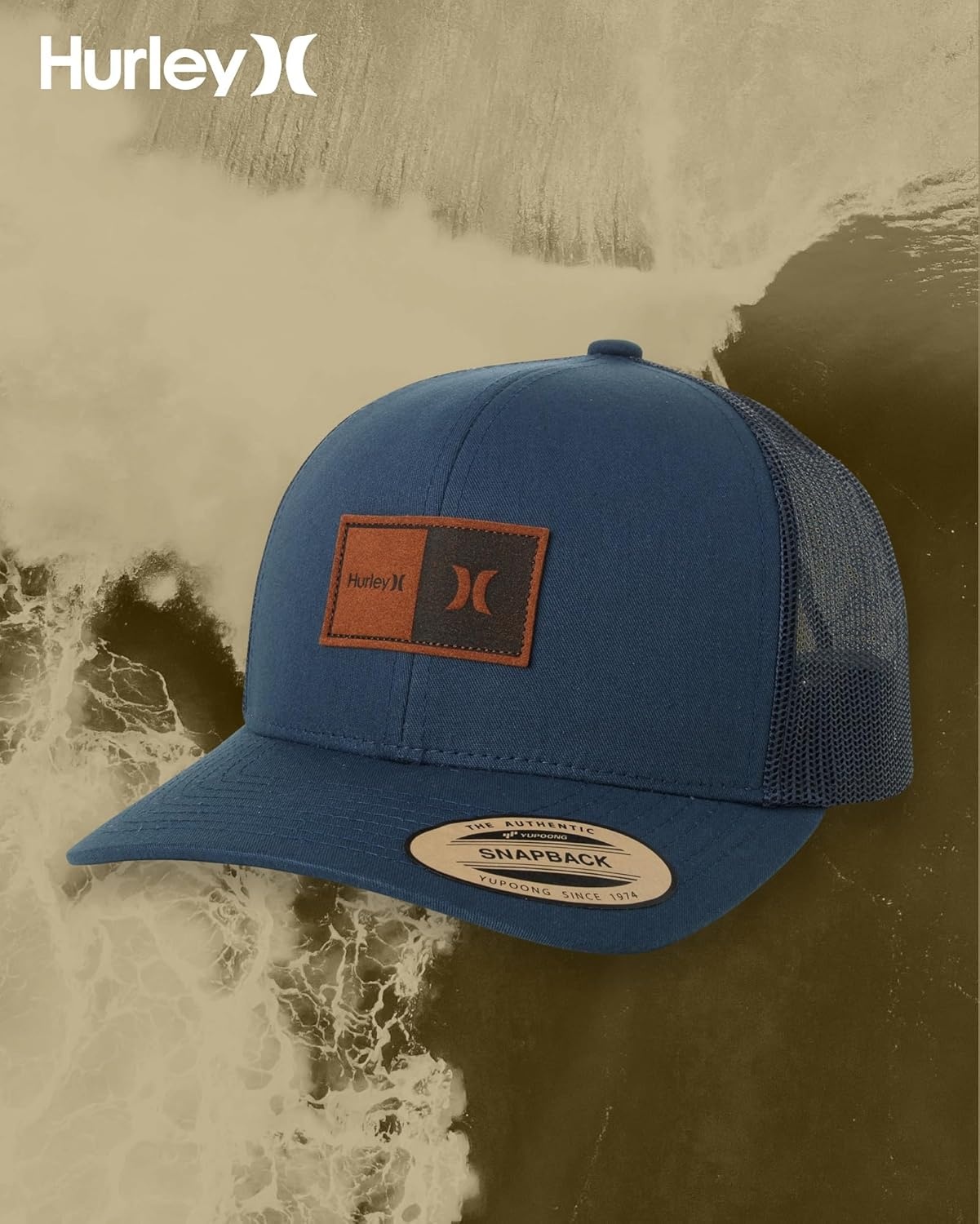 Hurley Mens Trucker Hat – Flexible Quick Dry Fairway Mesh Trucker Hat for Men with Snapback Closure – Classic Mens Caps(Obsidian Blue)