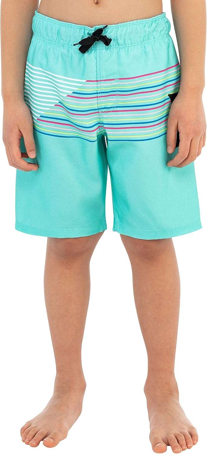 Hurley Kids Mini Vacay Stripe Pull On Swim Trunk (Big Kid)(Aurora Green/Slash)