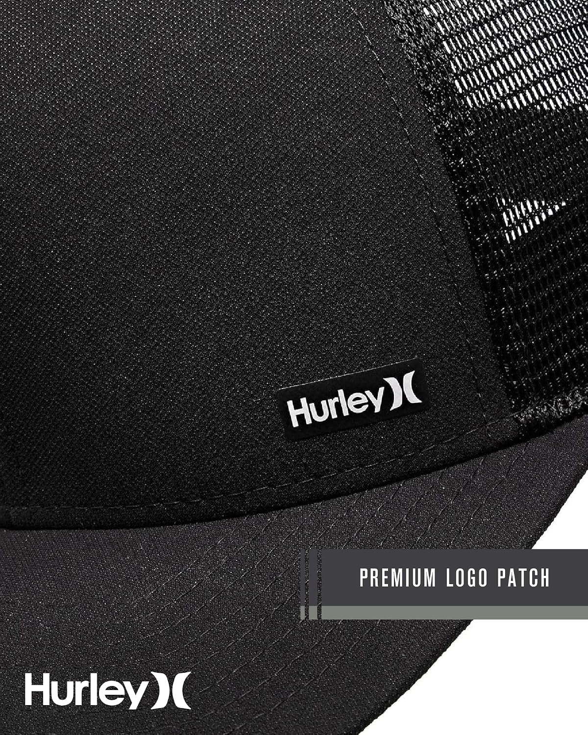 Hurley Men’s Caps – H2O-Dri League Baseball Caps for Men with Snapback Closure – Classic Mens Trucker Hats (S-XL)(Black)
