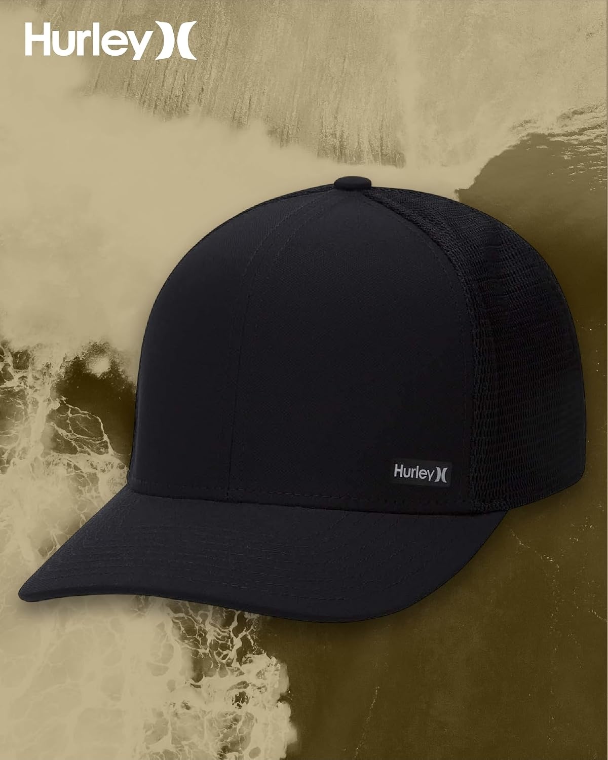 Hurley Men’s Caps – H2O-Dri League Baseball Caps for Men with Snapback Closure – Classic Mens Trucker Hats (S-XL)(Black)