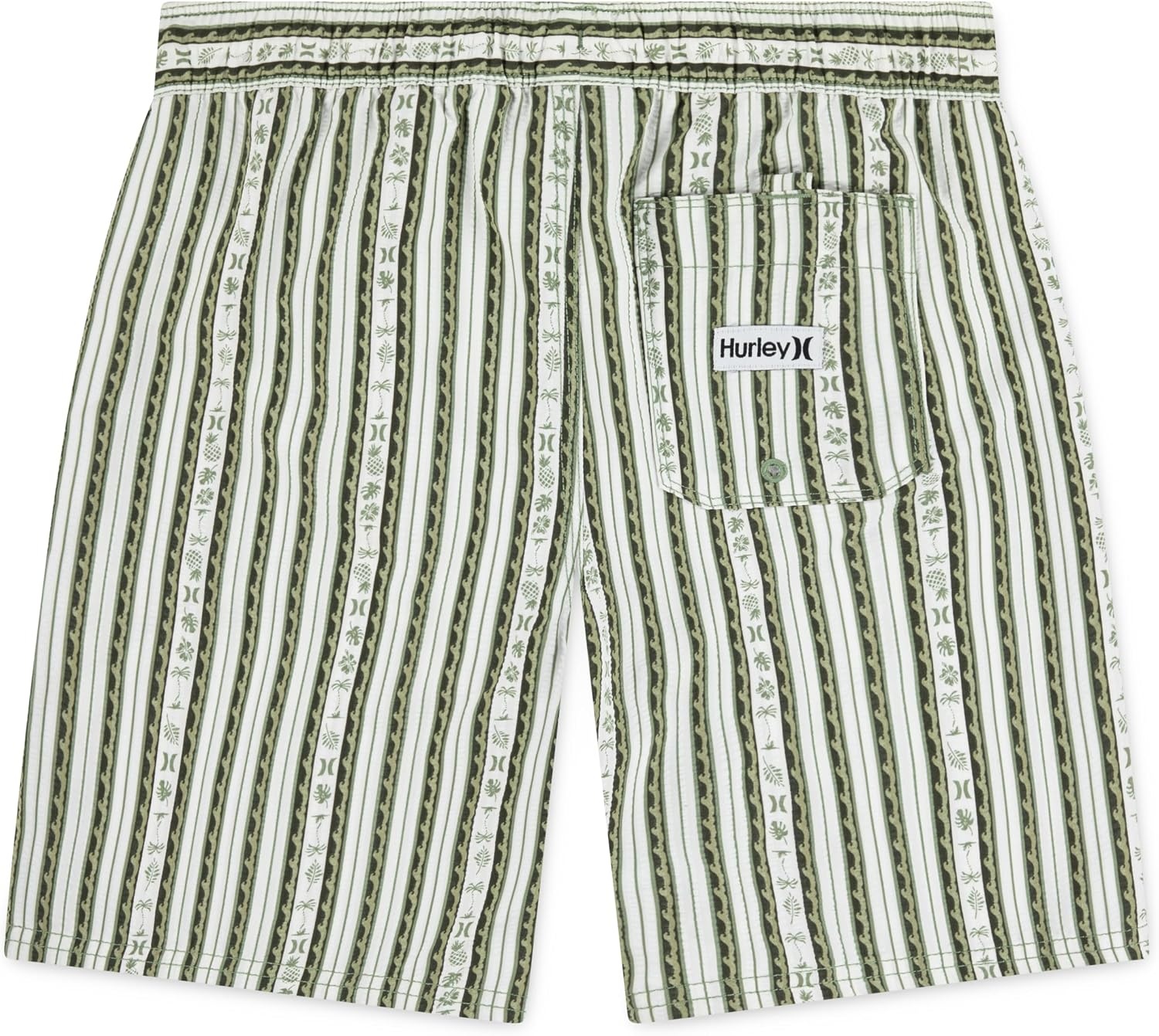 Hurley Kids Mini Vacay Stripe Pull On Swim Trunk (Big Kid)(Palm Green Seersucker)