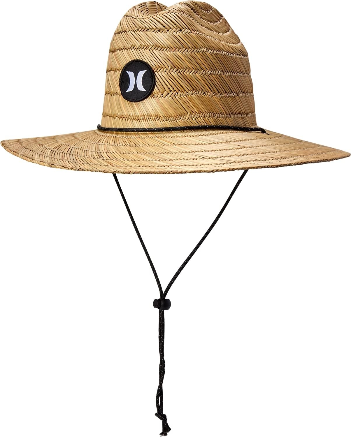 Hurley Men’s Straw Hat – Weekender Natural Straw Hat with Medium Brim and Chin Strap – Beach Fishing Sun Hats for Men(235)
