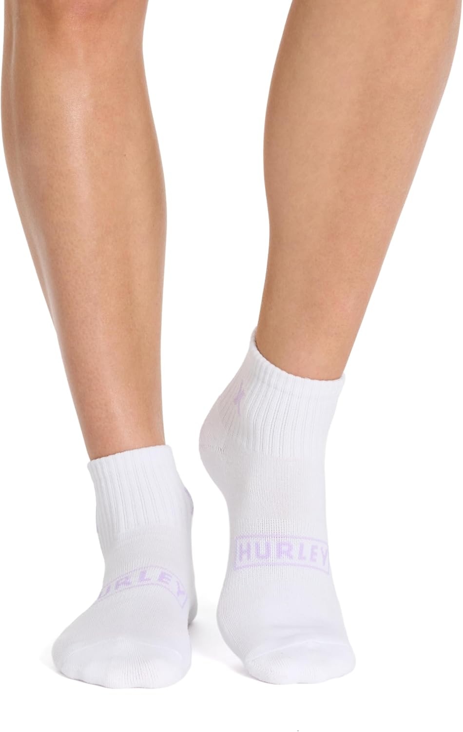 Hurley Women’s 8 Pack Sport Ultra Soft Quarter Crew Socks(White/Apricot Blush/Blue Glow)