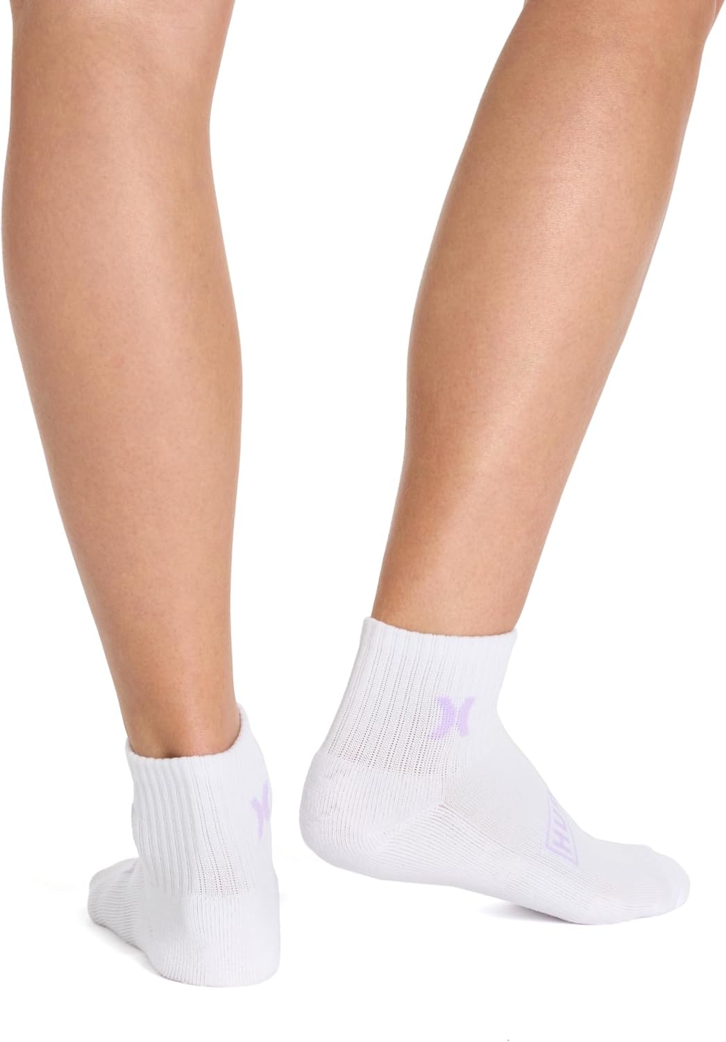 Hurley Women’s 8 Pack Sport Ultra Soft Quarter Crew Socks(White/Apricot Blush/Blue Glow)