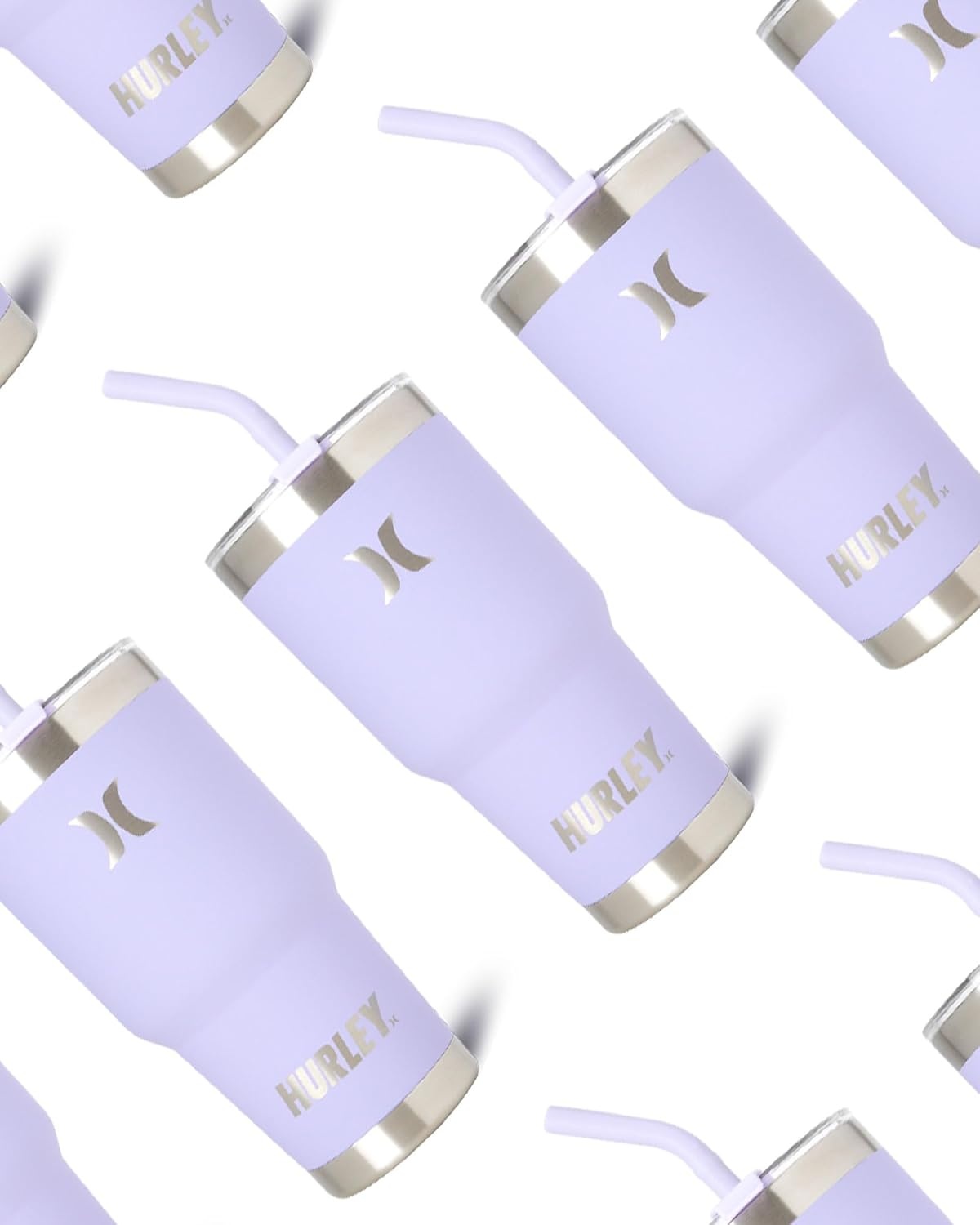 Hurley Tumbler Thermos – 30oz Double Wall Vacuum Insulated Travel Mug – BPA Free Stainless Steel Water Bottle – Leak Proof Hot and Cold Coffee Car Cup, Size 30 oz, Lilac