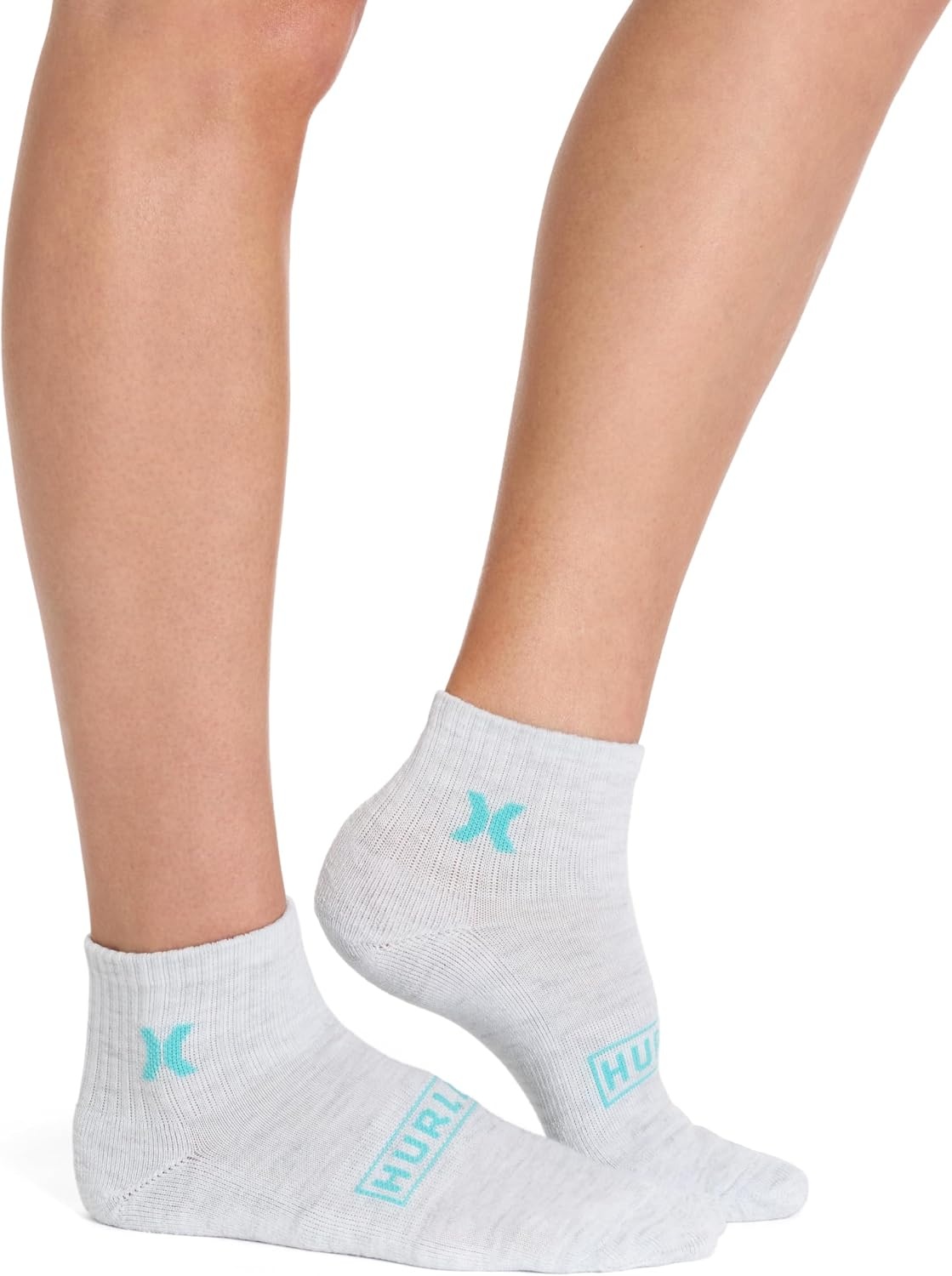 Hurley Women’s 8 Pack Sport Ultra Soft Quarter Crew Socks(Cool Heather Grey/Orchid/Seaside)