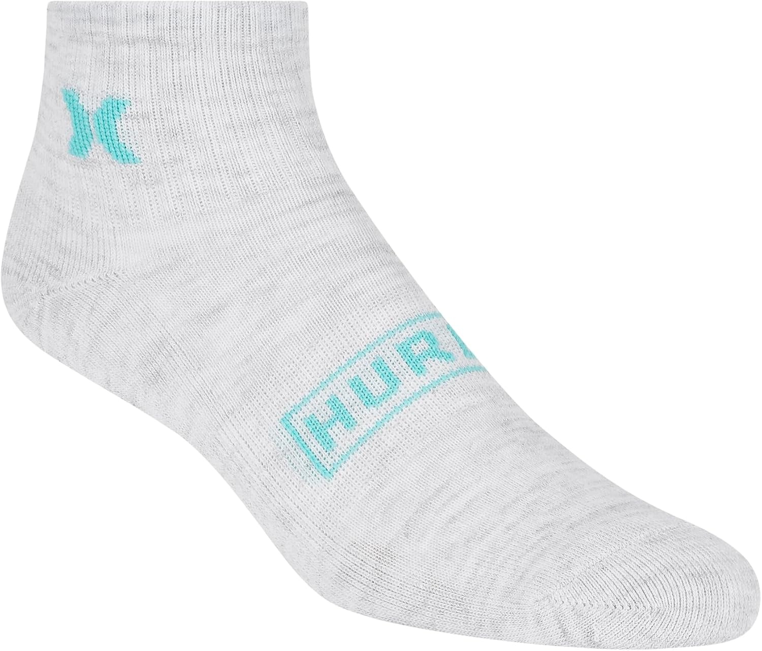 Hurley Women’s 8 Pack Sport Ultra Soft Quarter Crew Socks(Cool Heather Grey/Orchid/Seaside)