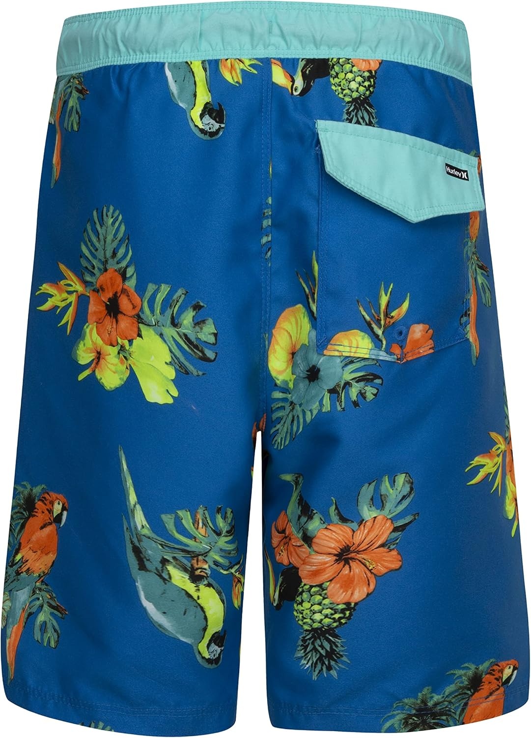 Hurley Boys’ Pull on Swim Trunks(Neptune Blue/Parrot Floral)