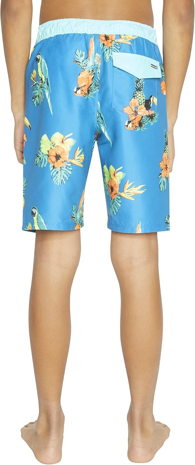 Hurley Boys’ Pull on Swim Trunks(Neptune Blue/Parrot Floral)